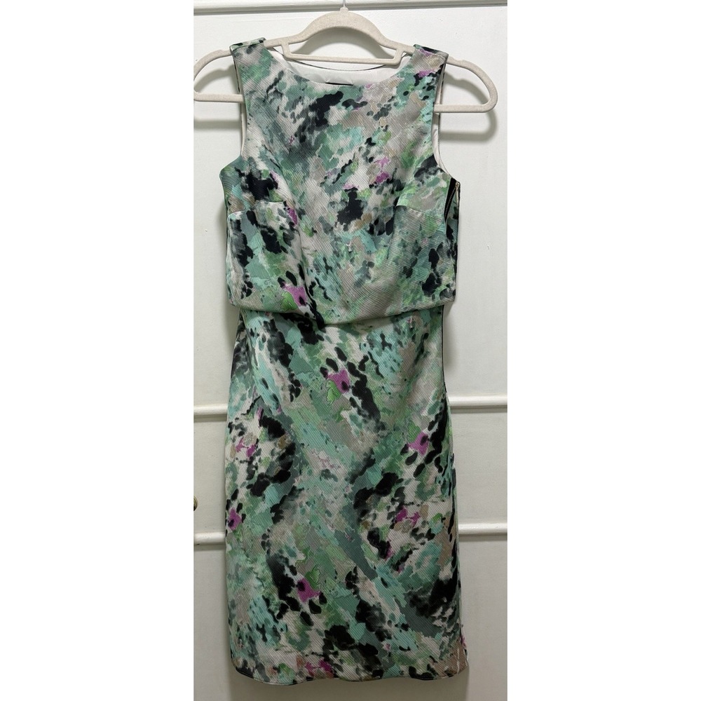 Ann Taylor Popover Sheath Dress Abstract Print Sleeveless Knee Length Size 0P